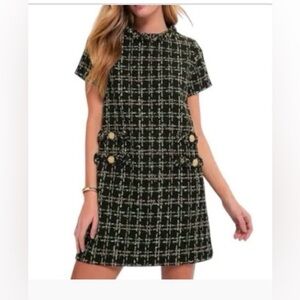 Tuckernuck Women’s Sz S Jackie Holly Tinsel Tweed Short Sleeve Dress festive
